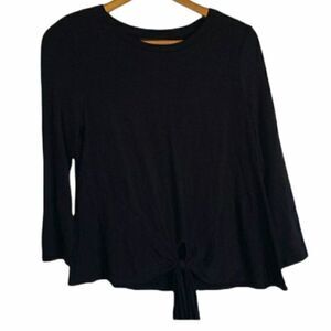Vera Wang Black Bottom Wrap Long Sleeve Shirt XS